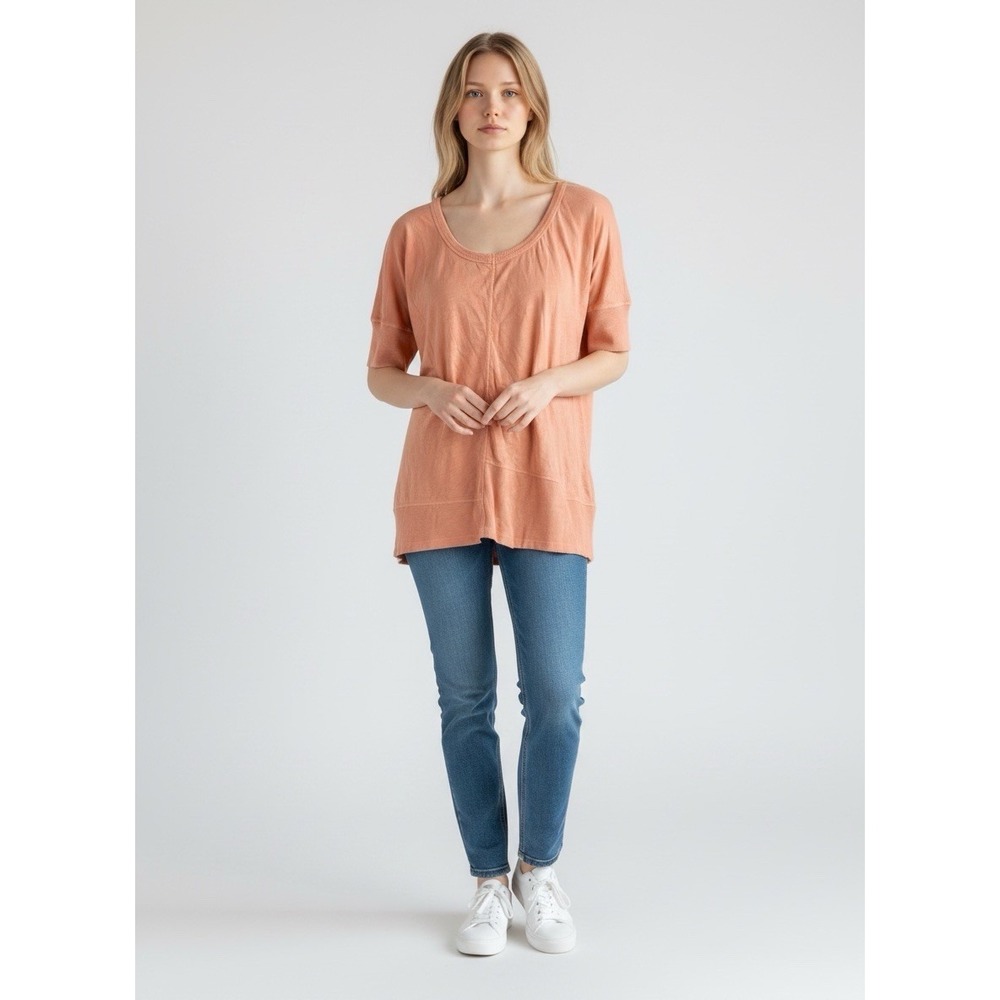Sundance Peach Slub Knit Tunic Top Small Boho Cottagecore Casual Lightweight